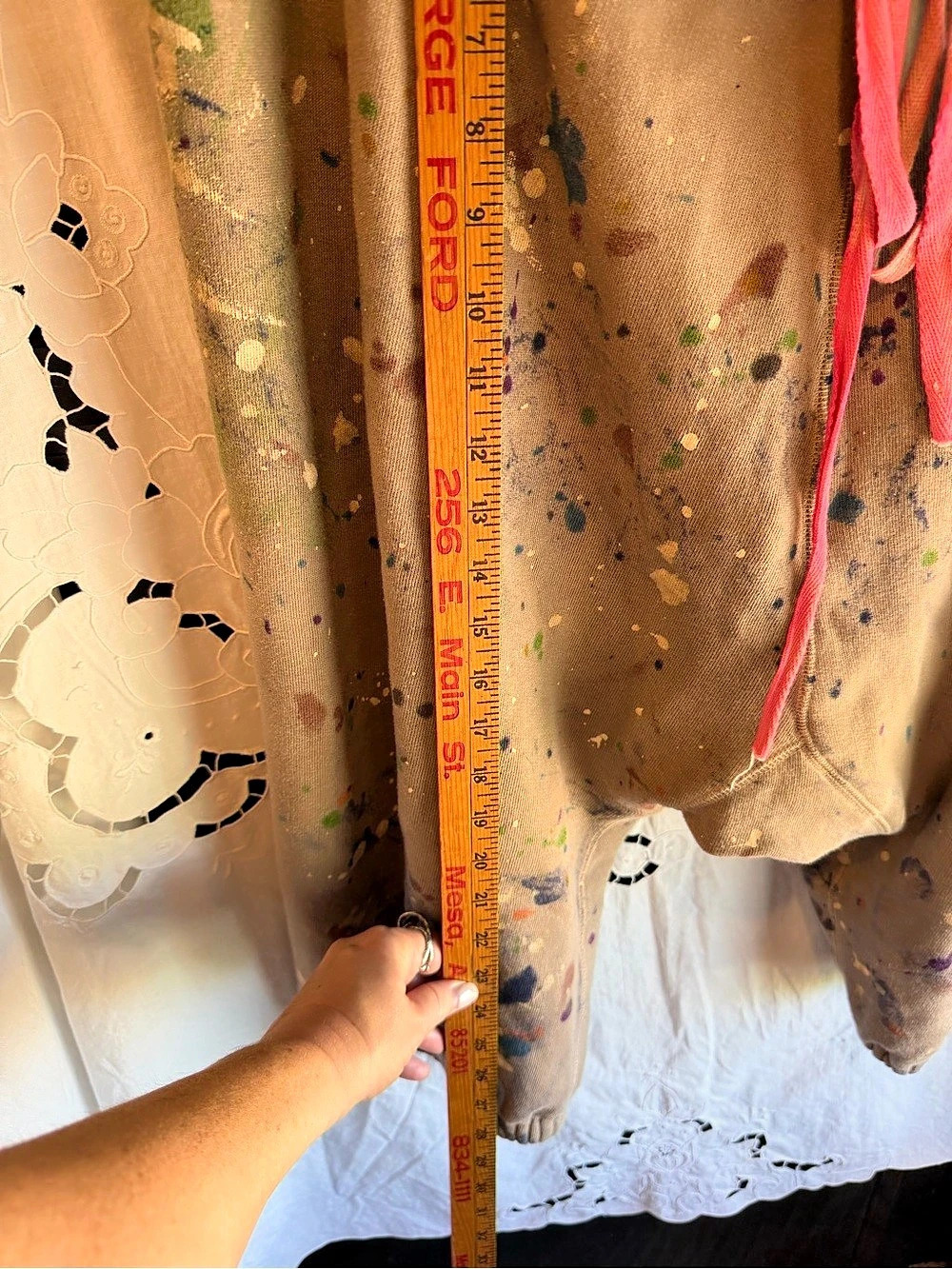 Magnolia Pearl PJB La Jolla Joggers Cotton Paint-Splatter Pants Brown - Picture 8 of 9